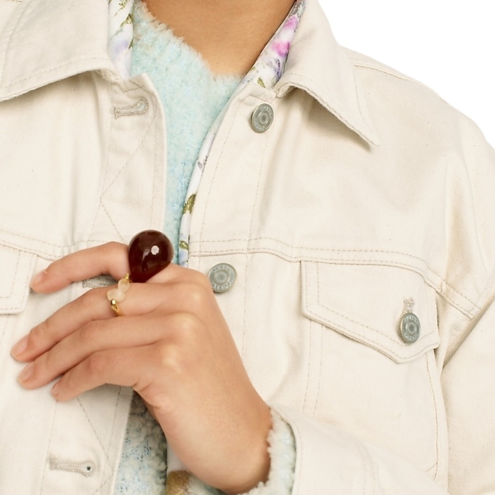 J.Crew Ecru relaxed denim jacket size large NWT - Picture 2 of 9